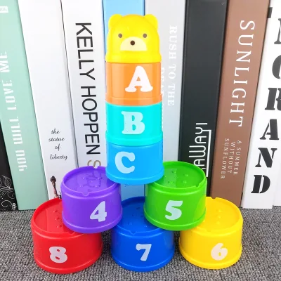 FR CM-E1 Mainan Anak Baby Stacking Cups Gelas Susun Cup Tower Angka Alphabet Mainan Edukasi Bayi