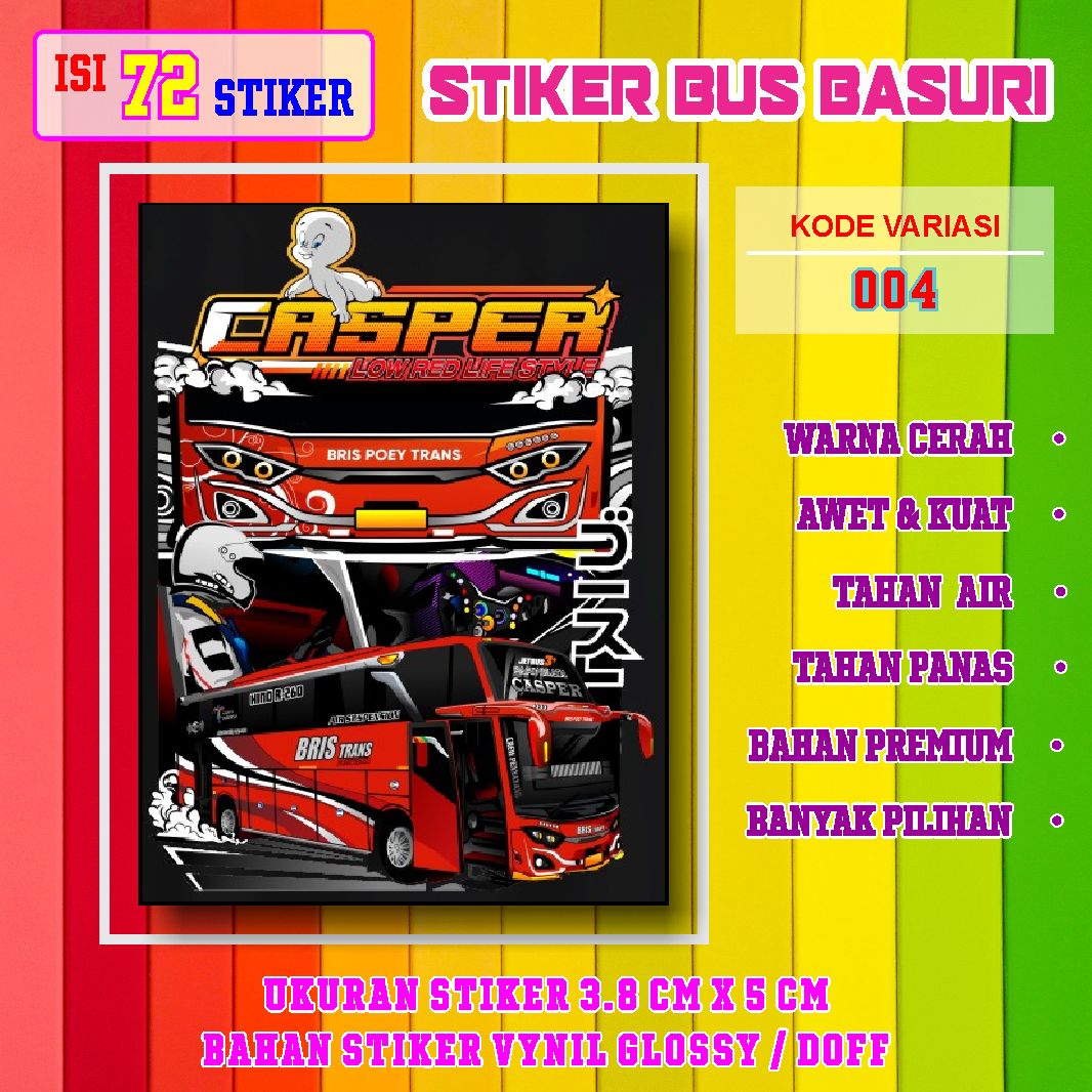 Stiker Bus Basuri Casper 004 Isi 72 Pcs Warna Cerah Awet Jelas Murah