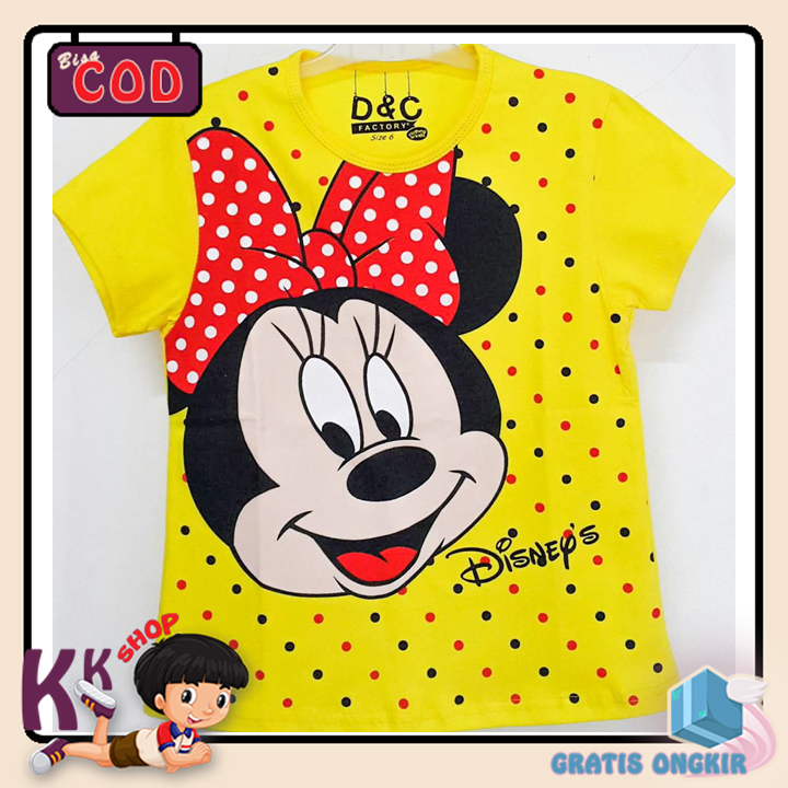 Lengan Pendek Motif Minnie Mouse Yellow 