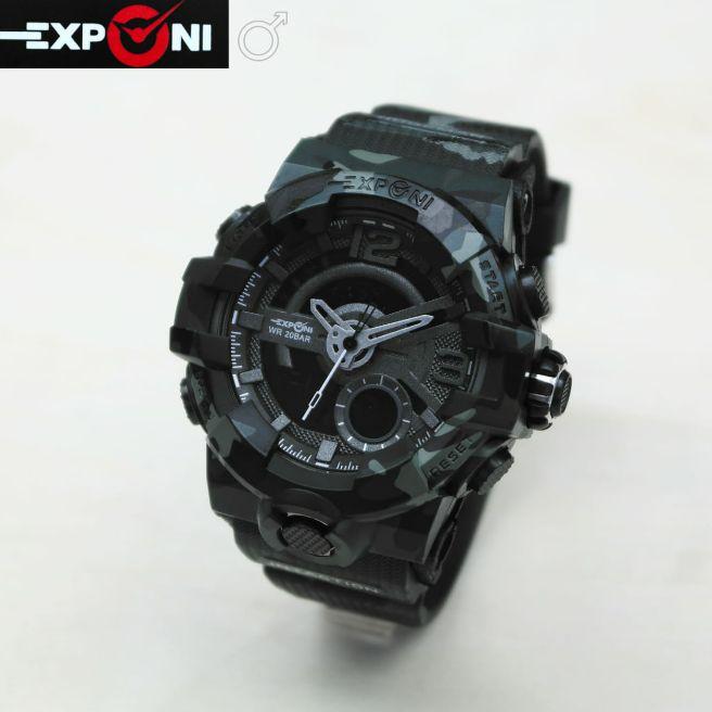 Jam tangan cowok Exponi 3261(3/12) Loreng Karet original water resistance |  Lazada Indonesia