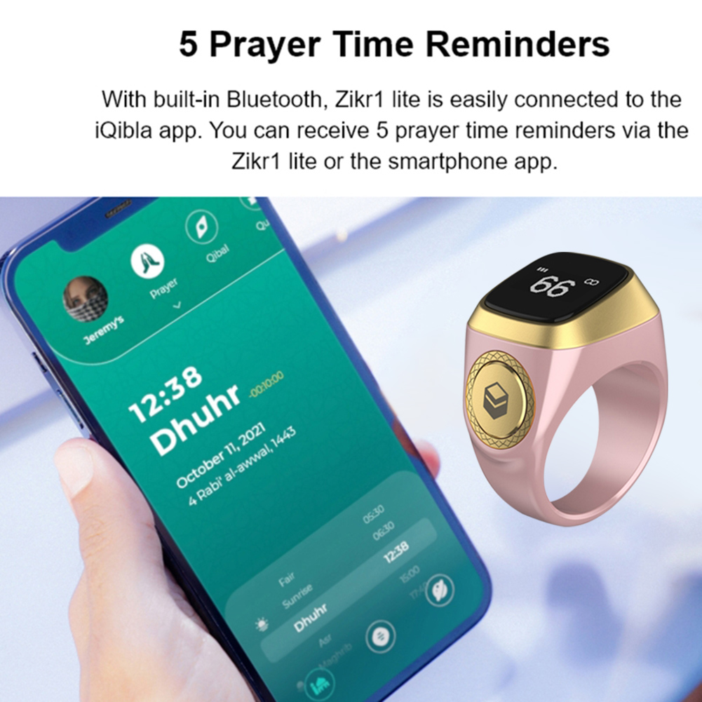 Xiaomi New Original Smart Ring Zinc Alloy Tally Counter Prayer Time  Reminder Bluetooth Speaker OLED HD Display Muslim Smart Ring