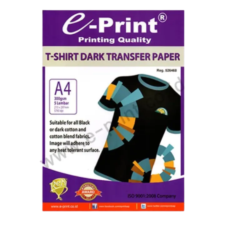 E Print T Shirt Light Dan Dark Transfer Paper Tshirt Transfer A4 300gsm 5 Lbr Lazada Indonesia