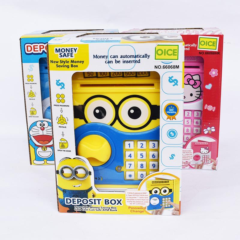 SNETOYS - Mainan Celengan Mainan ATM Mainan Deposit Box Bank Brankas Karakter Robot, Minion, Dora, Kitty dan Pokemon