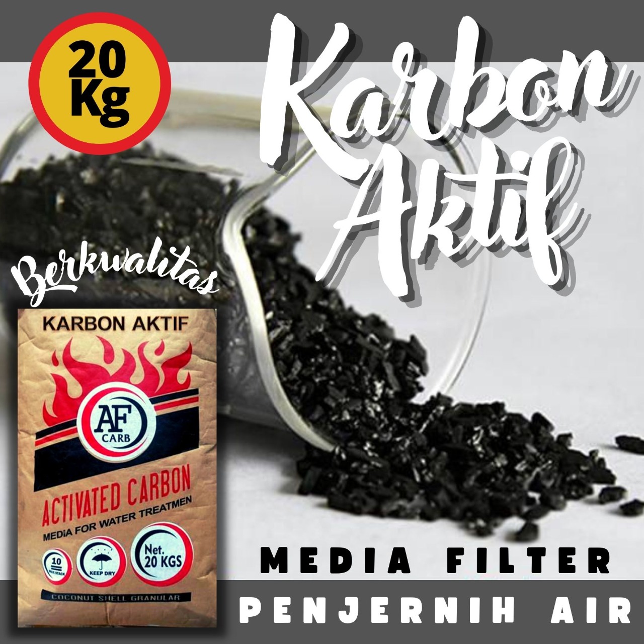 Karbon Aktif Filter Air Minum Air Kotor Bau Besi Serbaguna 20 Kg Untuk