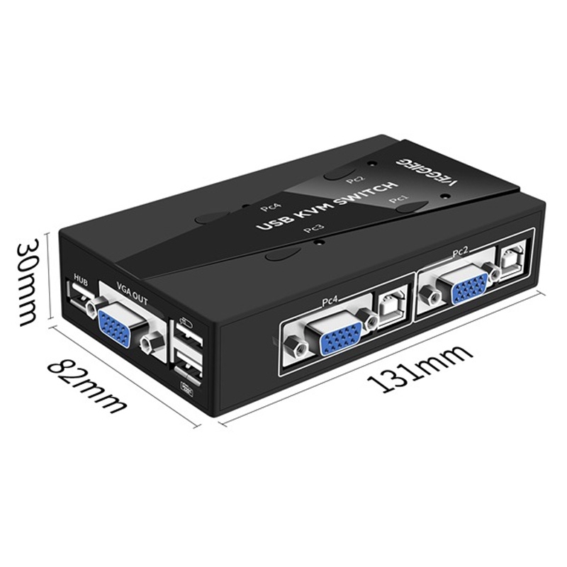 Bảng giá VEGGIEG USB VGA KVM Switch 4 in 1 Out Computer KVM USB Switch for Mouse Keyboard Monitor Display Sharing Device Phong Vũ
