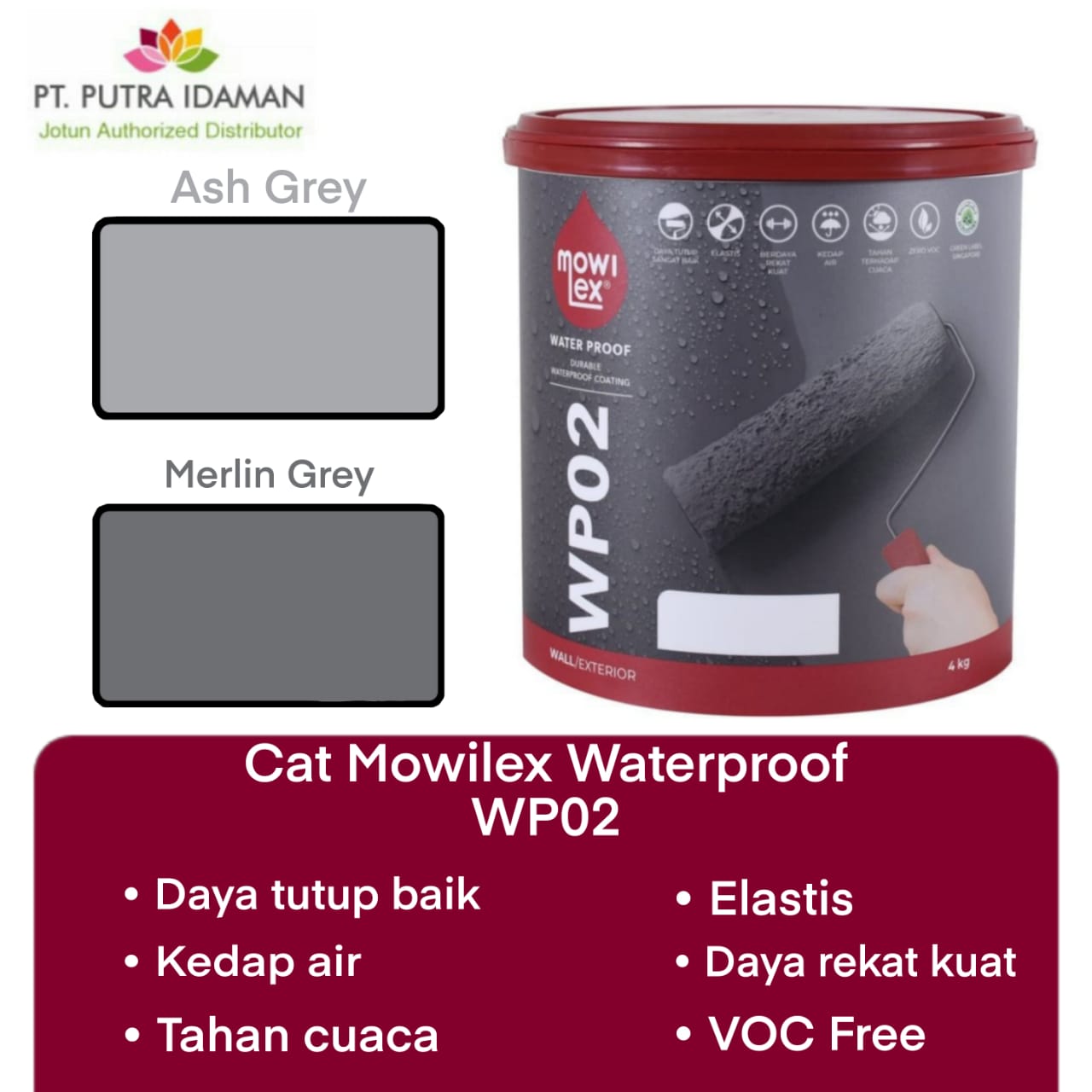 CAT PELAPIS ANTI BOCOR MOWILEX WATERPROOFING WP02 READY MIX 4KG