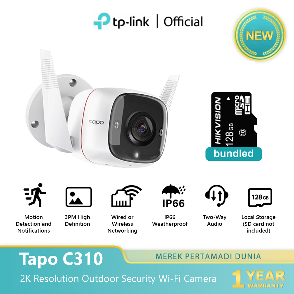TP-Link Tapo C310 (1/2 pcs) Kamera CCTV Luar Ruangan 2K 3MP HD Wi-Fi ...