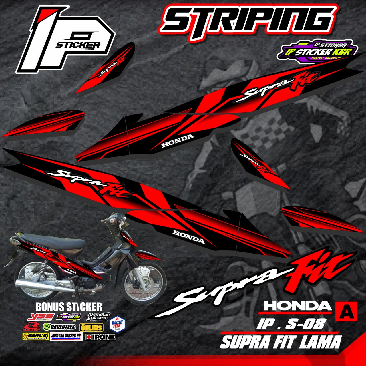 (cod) striping SUPRA FIT LAMA- sticker striping variasi list honda ...