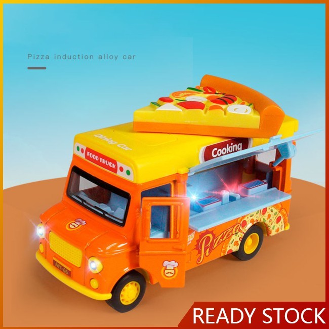 1:32 Burger Pizza Fast Food Truck Model Car Diecast Toy Vehicle Kids Gift Blue 