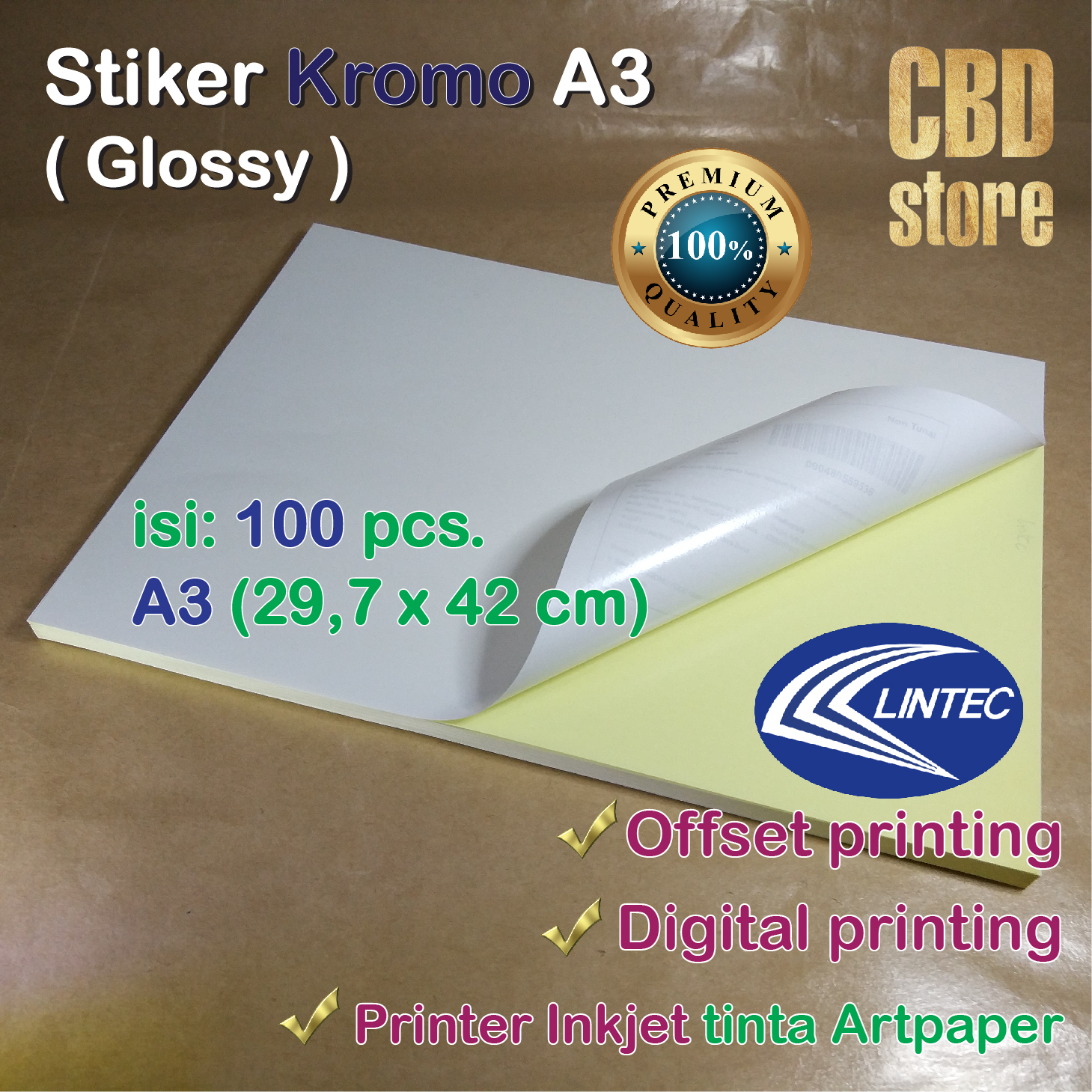 Stiker KROMO A3 29,7 x 42cm 100 lembar Sticker CHROMO Glossy A3 CROMO ...