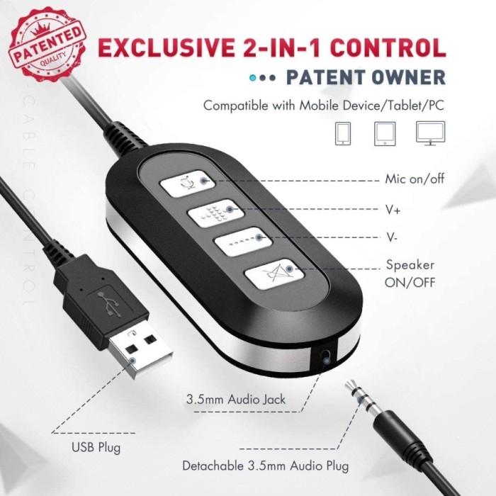 MPOW 071 Wired USB Computer Headset For 