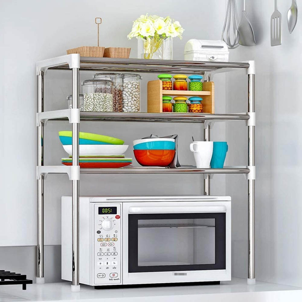 Display Rice Cooker Di Rak Rak Microwave Serbaguna Portable GEN2 - 3 Tingkat Stainless Rak Dapur ...
