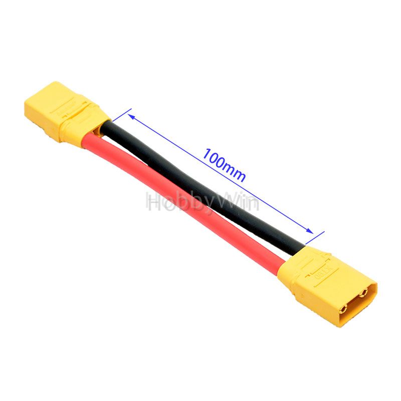 Câble D'Extension XT90 Mâle-Femelle - 30cm 12AWG Silicone - Pour Batteries LiPo RC - Connecteur Cuivre Doré