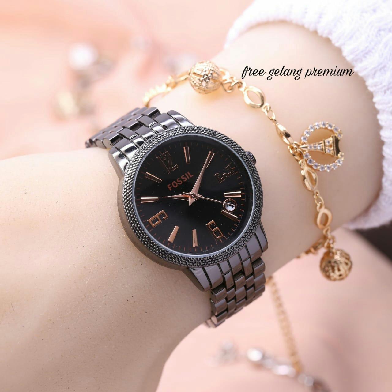 Jam Tangan Acc Permata - Jam Tangan Terbaru Merk Fossil- Free Gelang ( Acc Permata )