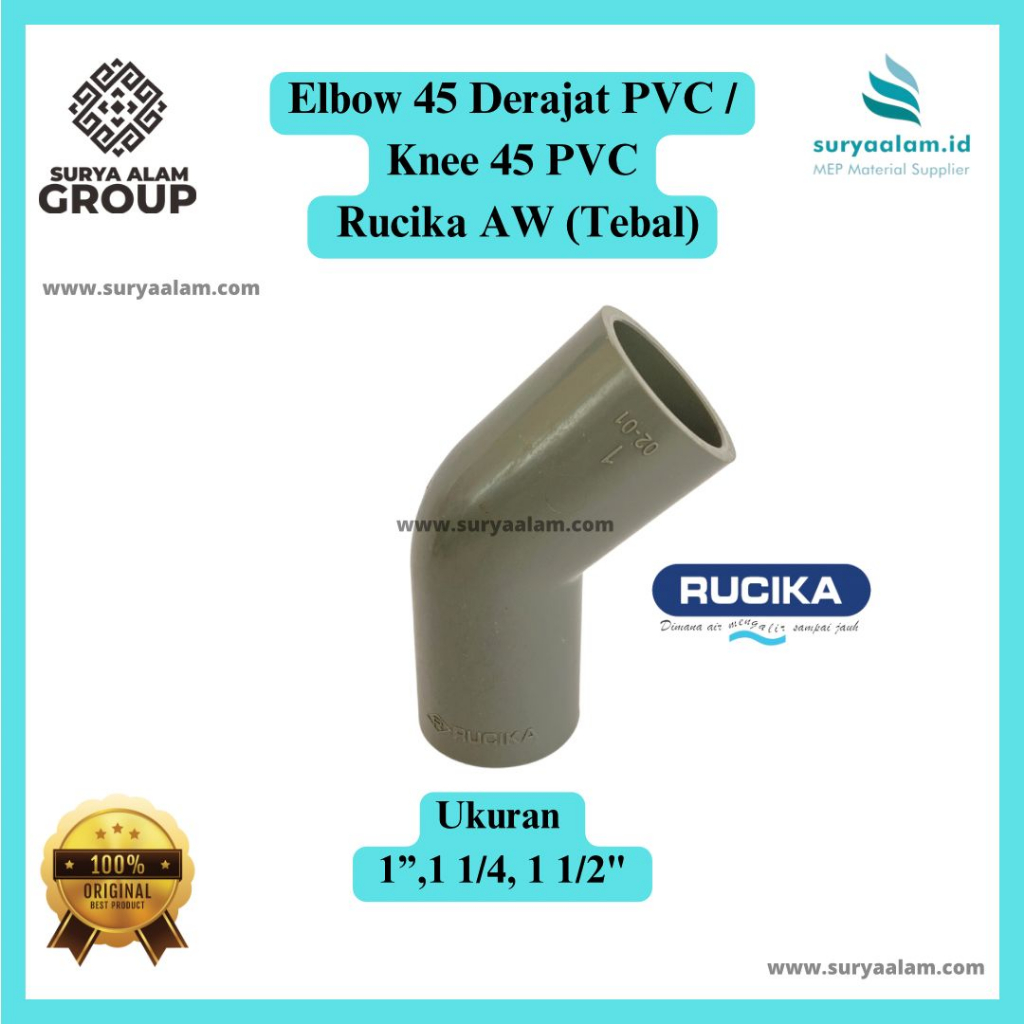 KNEE 1" 45 DERAJAT AW RUCIKA | ELBOW AW 1 INCH 45 DERAJAT RUCIKA | KNIE