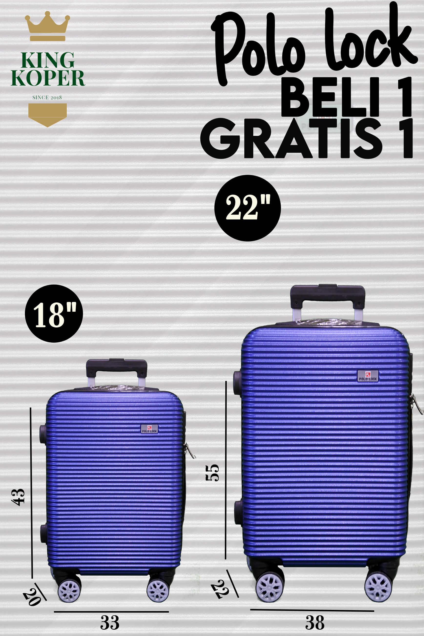 koper Set 18+22 inch Polo lock 803 