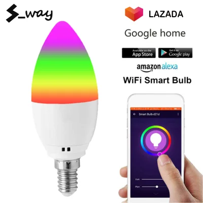 S-way Tuya WiFi Smart Bulb RGB+W+C LED Candle Bulb E14 Dimmable Light SmartLife/Remote Control Compatible with Alexa Google Home