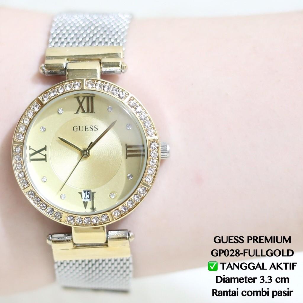 OKEBUY - FLASH SALE!! TANGGAL AKTIF PREMIUM JAM TANGAN WANITA RANTAI PASIR GUESS TERMURAH GP028