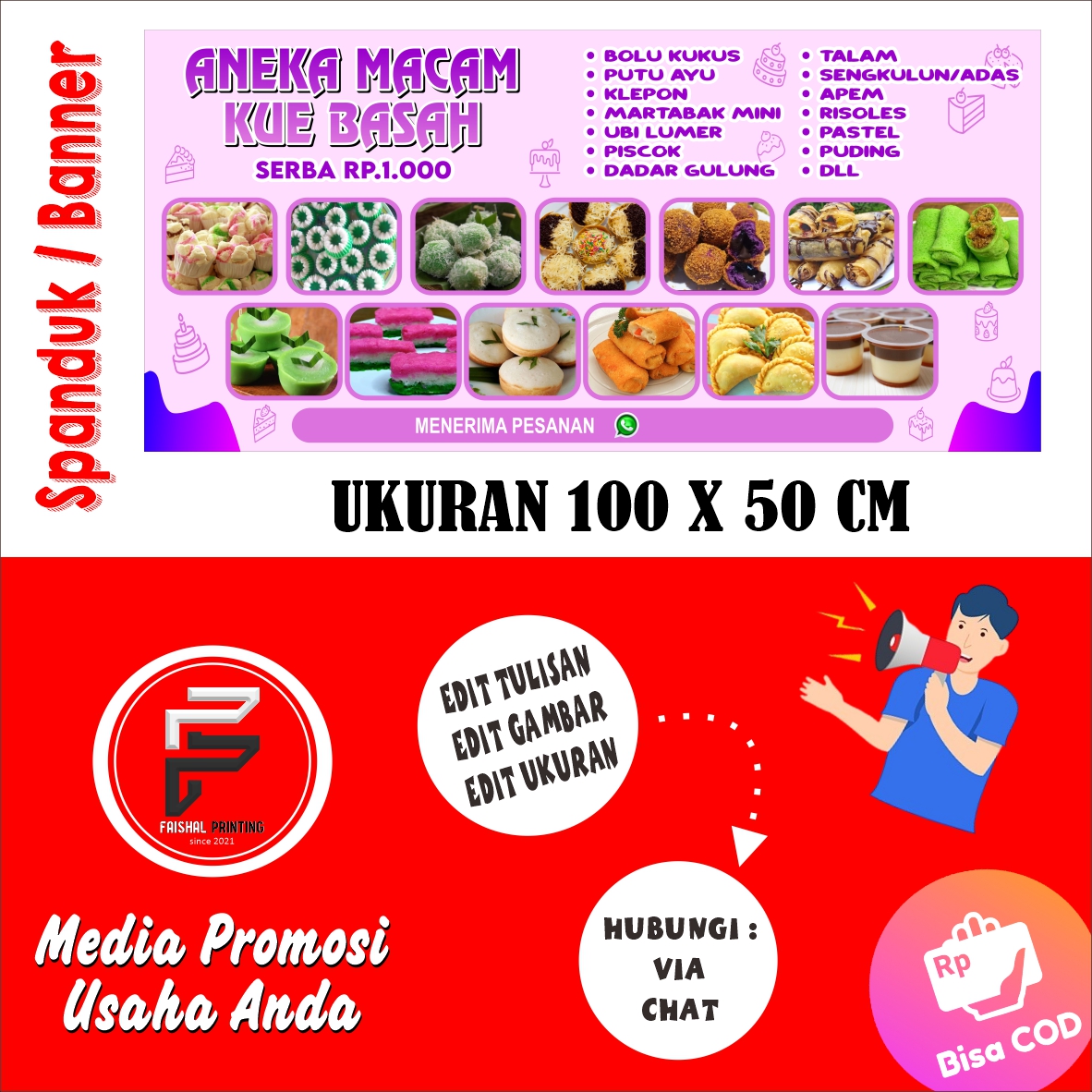 Spanduk Jual Aneka Kue / Banner Toko Kue / Banner Jual Kue / Spanduk ...