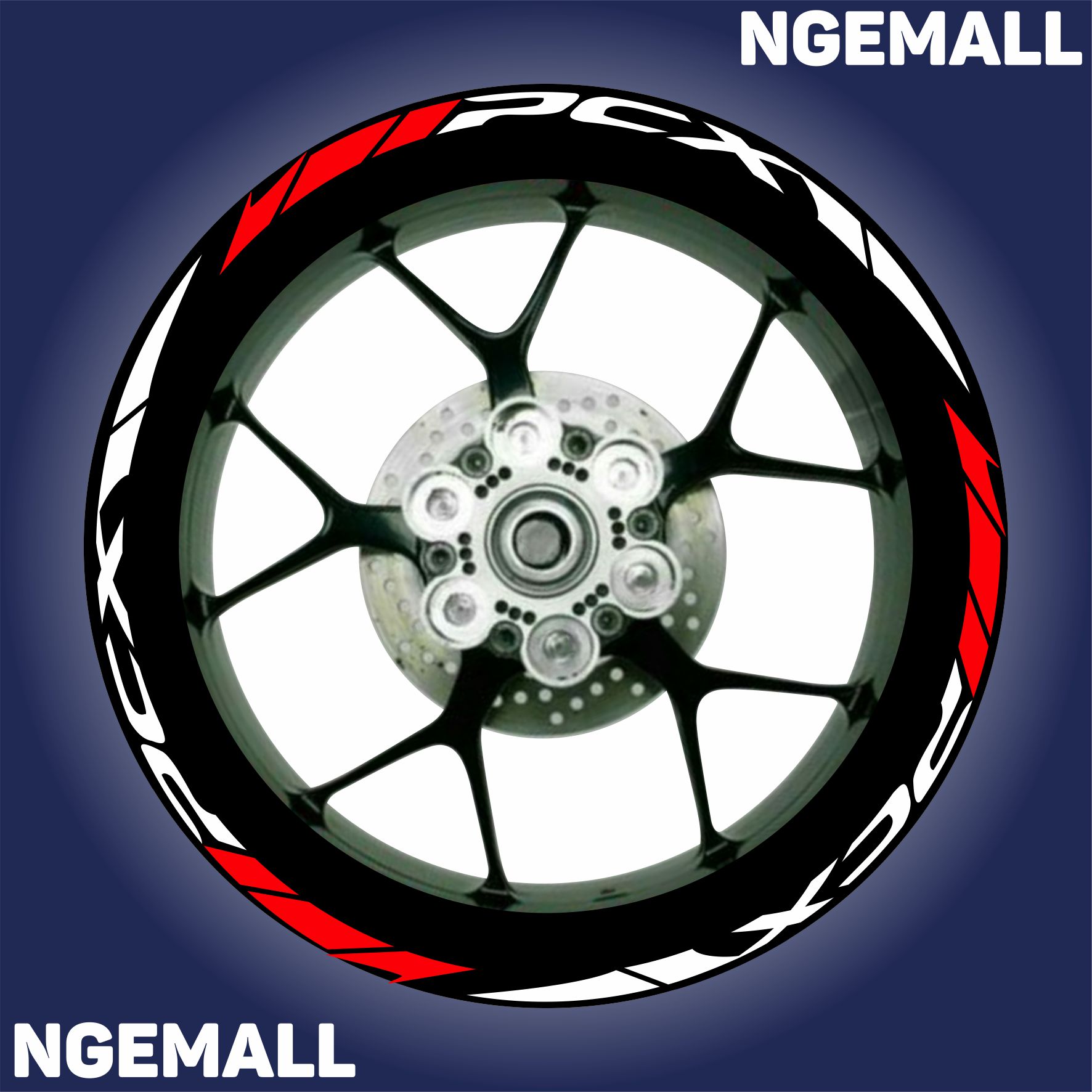 Ngemall - Cutting Sticker Velg Honda PCX 1 Fullset Depan Belakang