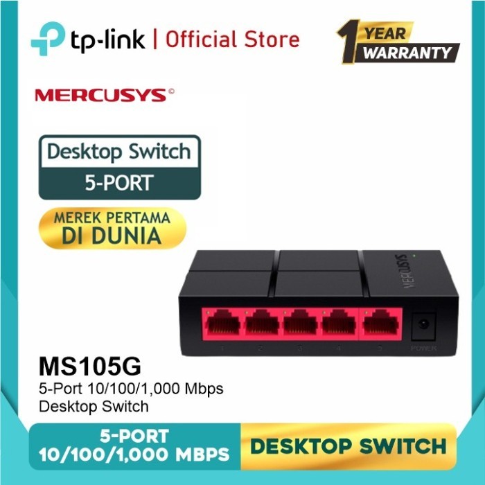 Mercusys MS105G Desktop Switch 5-Port 10/100/1000 Mbps HUB Switch ...