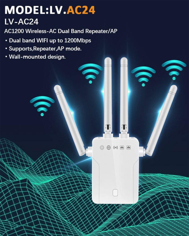 Wi-Fi รีพีทเตอร์ขยายสัญญาณ WiFi ไร้สาย1200Mbps 5 Ghz Wi-Fi เครื่องขยายเสียง802.11N ระยะไกลสัญญาณ Wi Fi โมเด็ม USB