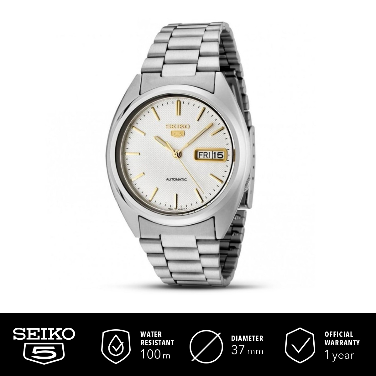 Jam Tangan Pria Seiko 5 Automatic 21 Jewels Stainless Steel Silver White  Dial SNXG47K1 Original | Lazada Indonesia