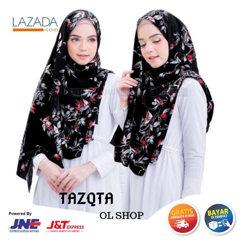 TAZQTA - Pashmina Irina Hijab Pashmina / Jilbab Pasmina / Kerudung Pashmina / Pashmina Sabyan / Pashmina Non-instan Motif Daun Paduan Gradasi Warna Cantik Dan Unik High Quality Bubbleprint