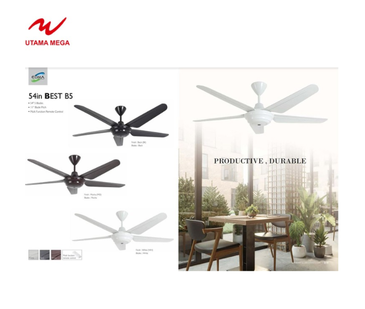 Ceiling Fan MT EDMA 54IN Best B5 Kipas Plafon Remote Control Lazada