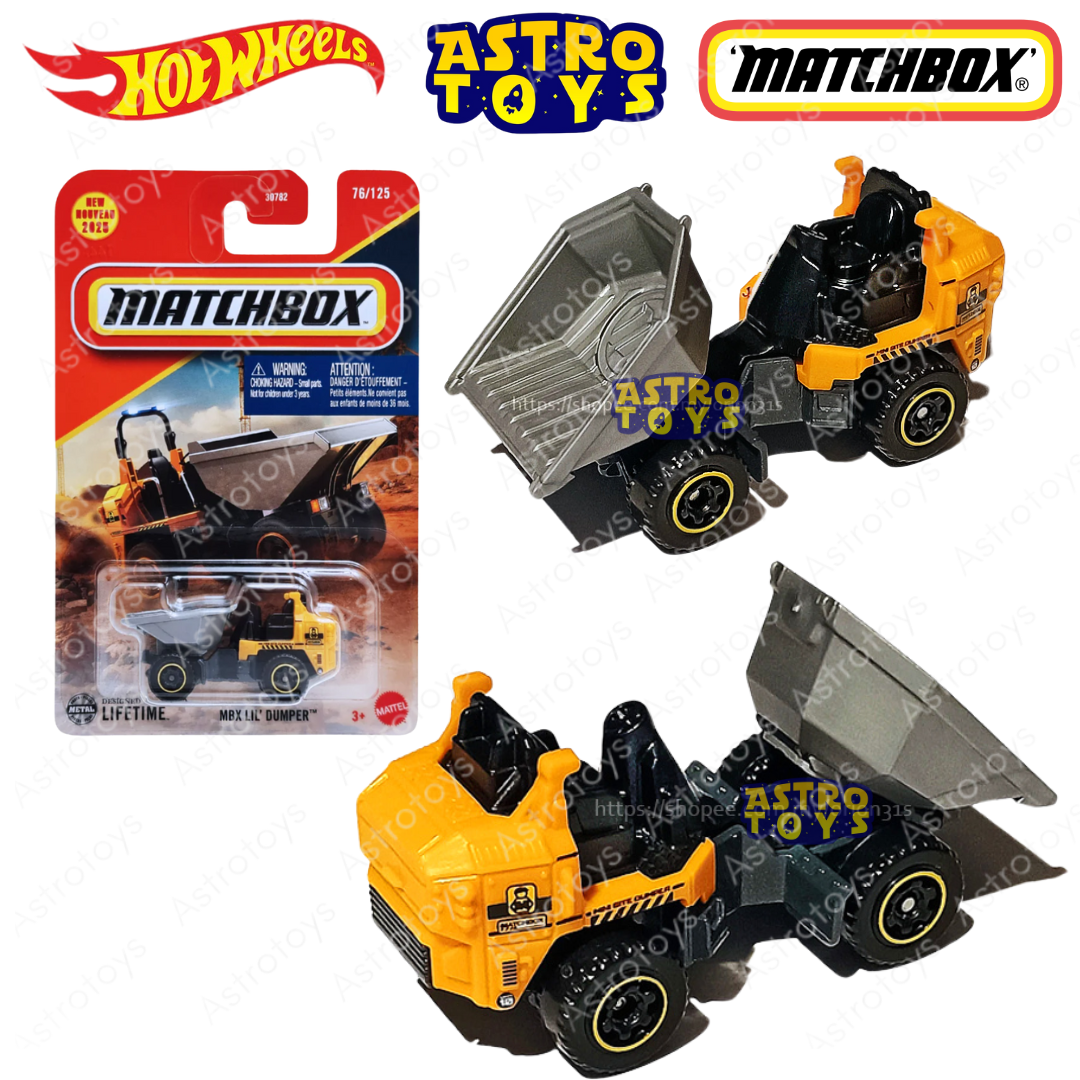 Matchbox MBX Lil' Dumper Muldenkipper – 1:64 Maßstab, Gelb/orange, Druckguss-Metall, Für Sammler & Kinder