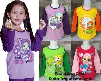 Paket 2 Pcs 4 Pcs Usia 3 12 Tahun Motif Islami Kartun Baju Anak Perempuan