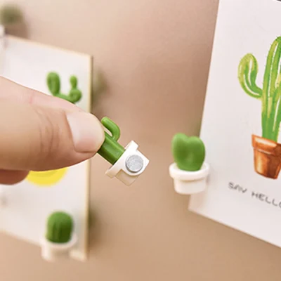 EGRT Mini Refrigerator Magnet Button Cute Message Sticker Home Decoration Cactus Fridge Magnets