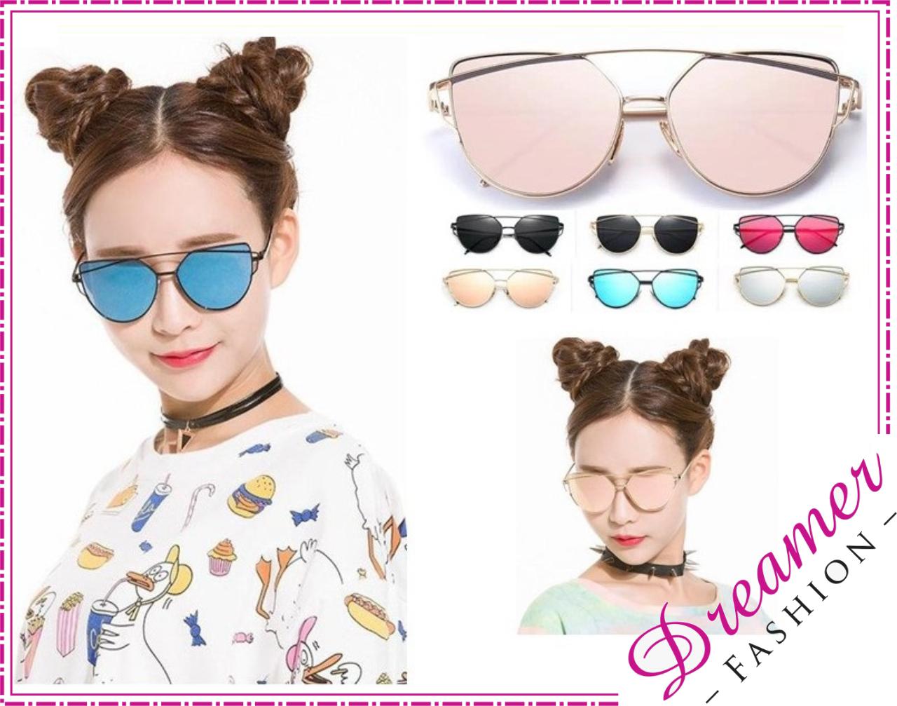 DF RSB Kaca Mata Pria Wanita 5614 / Wanita Kacamata Hitam Gaya Mata Kucing Metal Cat Eye Women Sunglass