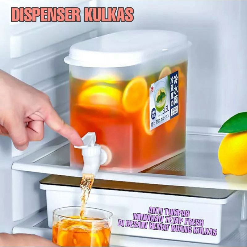 DISPENSER AIR JUS KULKAS Teko Minuman 3.5 LITER ANTI TUMPAH Jug Ceret