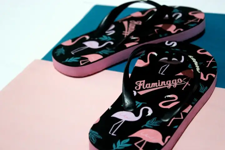 Sandal Sendal Cewe Wanita Spons Wedges Mimoys Jepit Flamingo