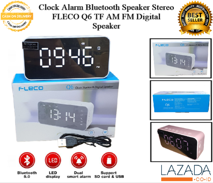 Speaker Bluetooth Fleco Q6 Di Lengkapi Jam Digital + Alarm // Bluetooth