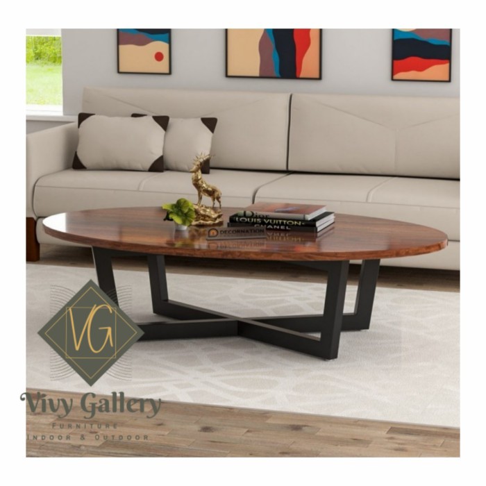 meja tamu minimalis Coffee table kayu jati industrial Lazada Indonesia