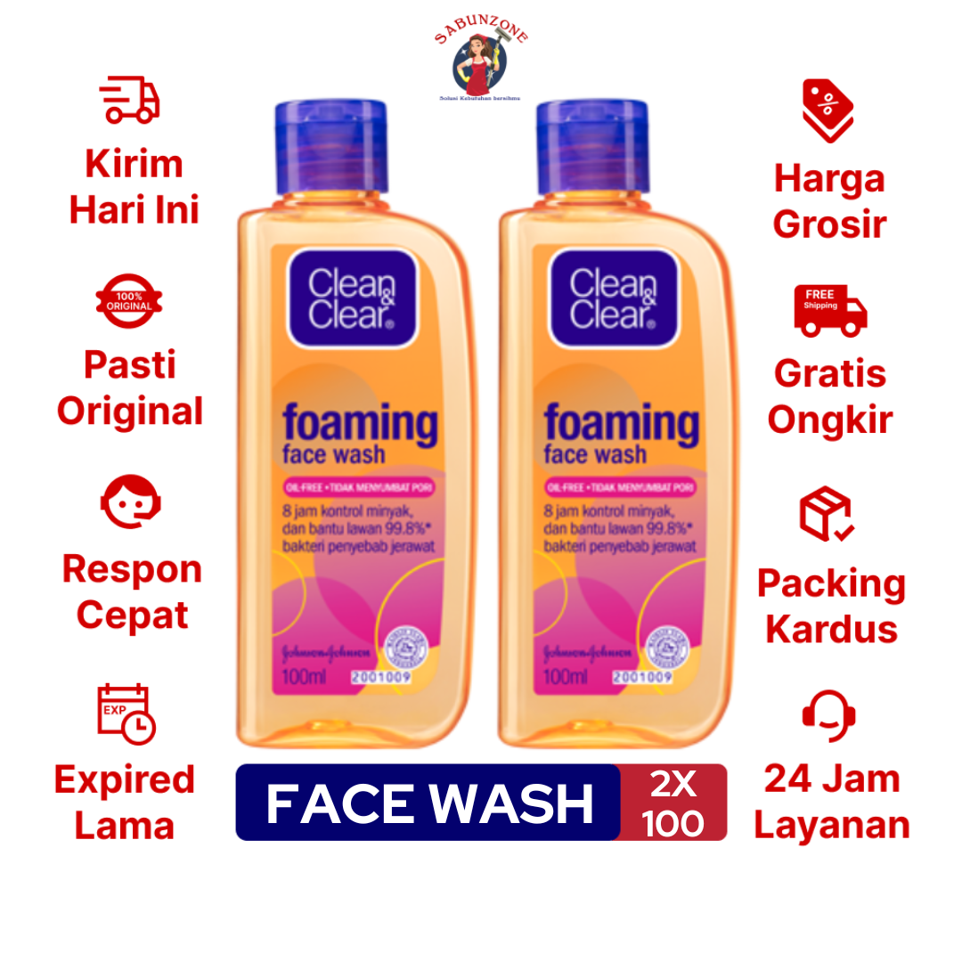 Paket Twin Pack Clean Clear Foaming Face Wash Oil Free Glowing Skin