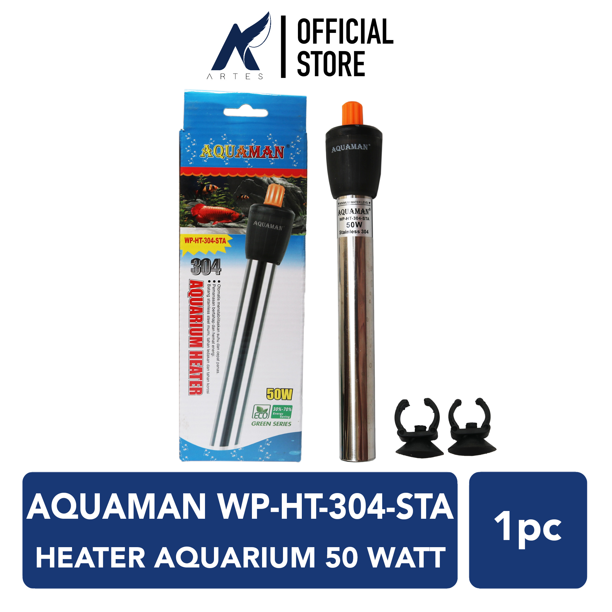 AQUAMAN HEATER STAINLESS STEEL PenghangatPemanasHiter Air Aquarium