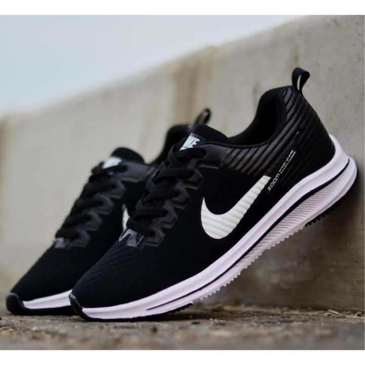SEPATU SNEAKERS NIKE741 ZOOM FLYKNITE SERIES II SPORT NEW VERSION 2019 IMPORT FOR MEN BLACK & WHITE HITAM PUTIH REAL PICT PROMO TERMURAH SEPATU OLAHRAGA PRIA NEW ARRIVAL JOGGING GYM FASHION STYLIST HYPE BEAST SIMPLE ELGANT TERLARIS BISA BAYAR DITEMPAT COD