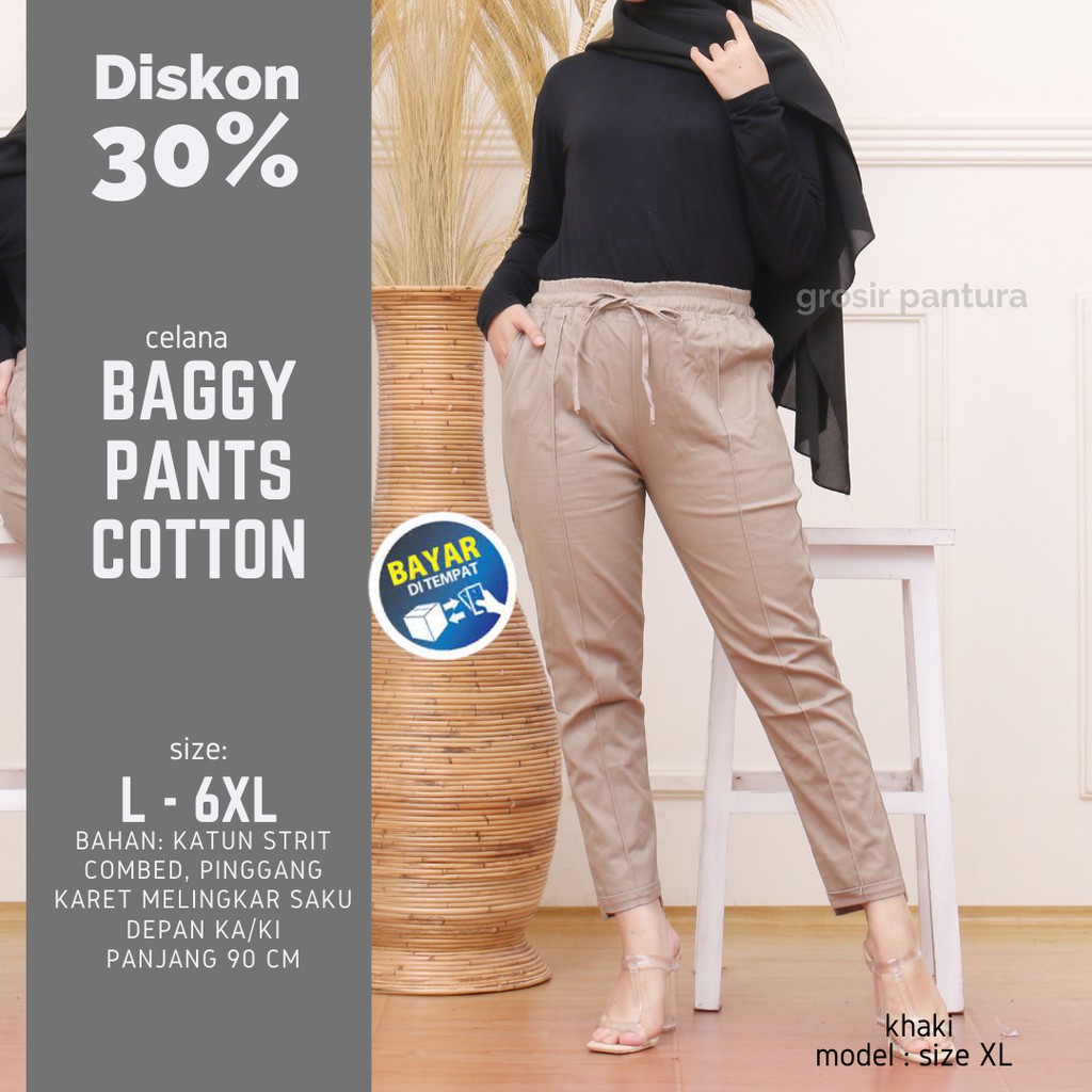 Celana Baggy Pants Panjang Kantor Jumbo Bahan Wanita Kerja Kain