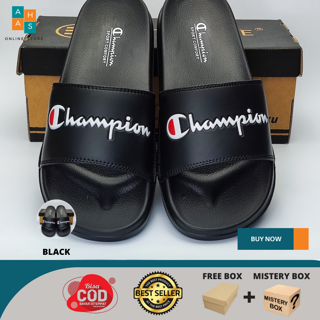Sandal Selop Pria Cowok Cowo Laki Laki Lentur Motif Champion Selop
