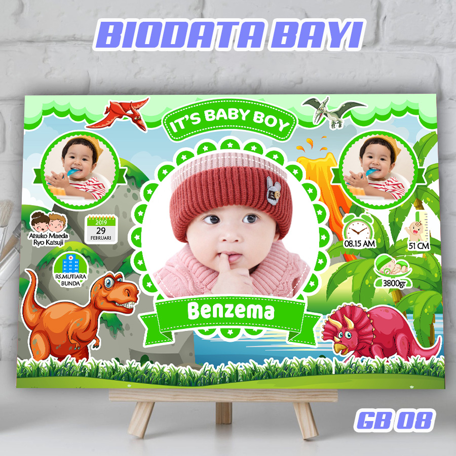 Biodata Bayi Bingkai Papan Mdf 20 X 30 Cm   Biodata Bayi Hiasan Dinding 