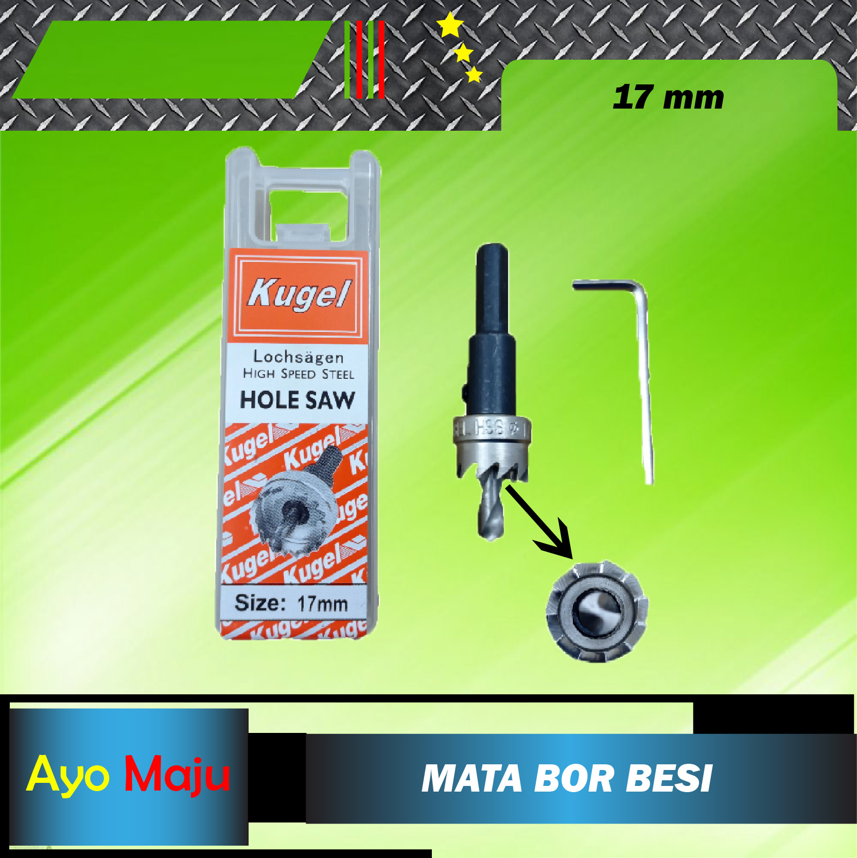 Hole Saw Besi 17mm / HoleSaw Besi 17mm / Mata Bor Besi 17mm KUGEL
