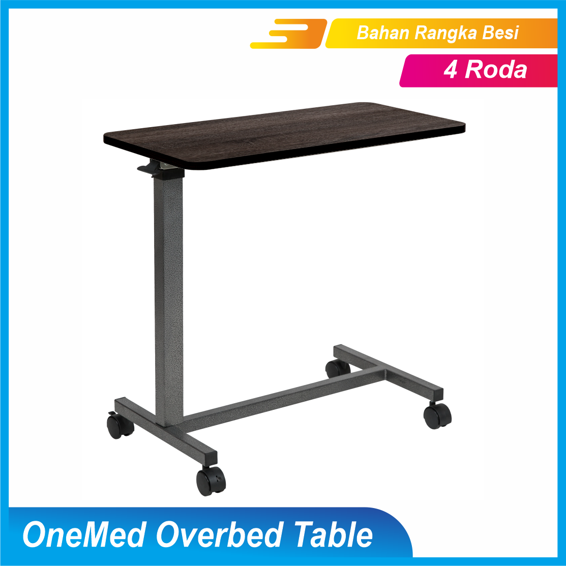 Overbed Table Meja Makan Pasien Rumah Sakit Adjustable Bahan Rangka