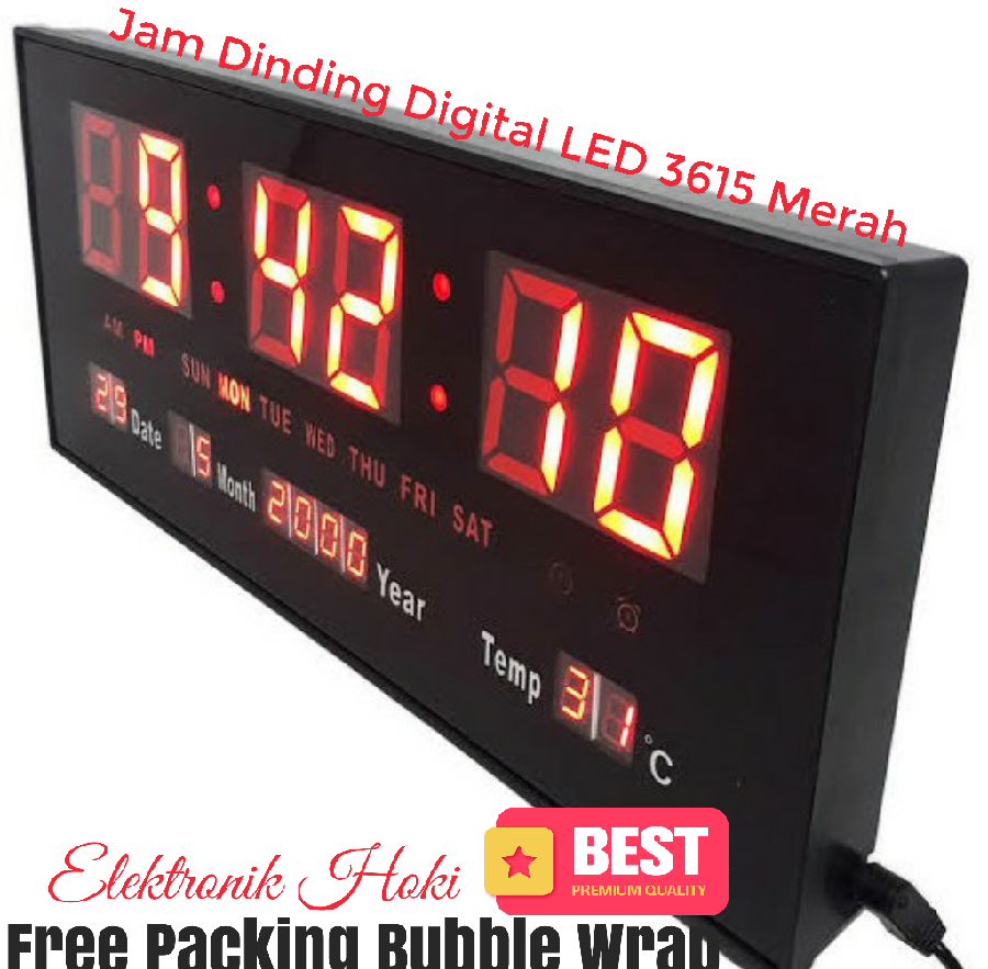 Jam Dinding Digital LED Meja LED Clock 3615 Merah | Lazada Indonesia