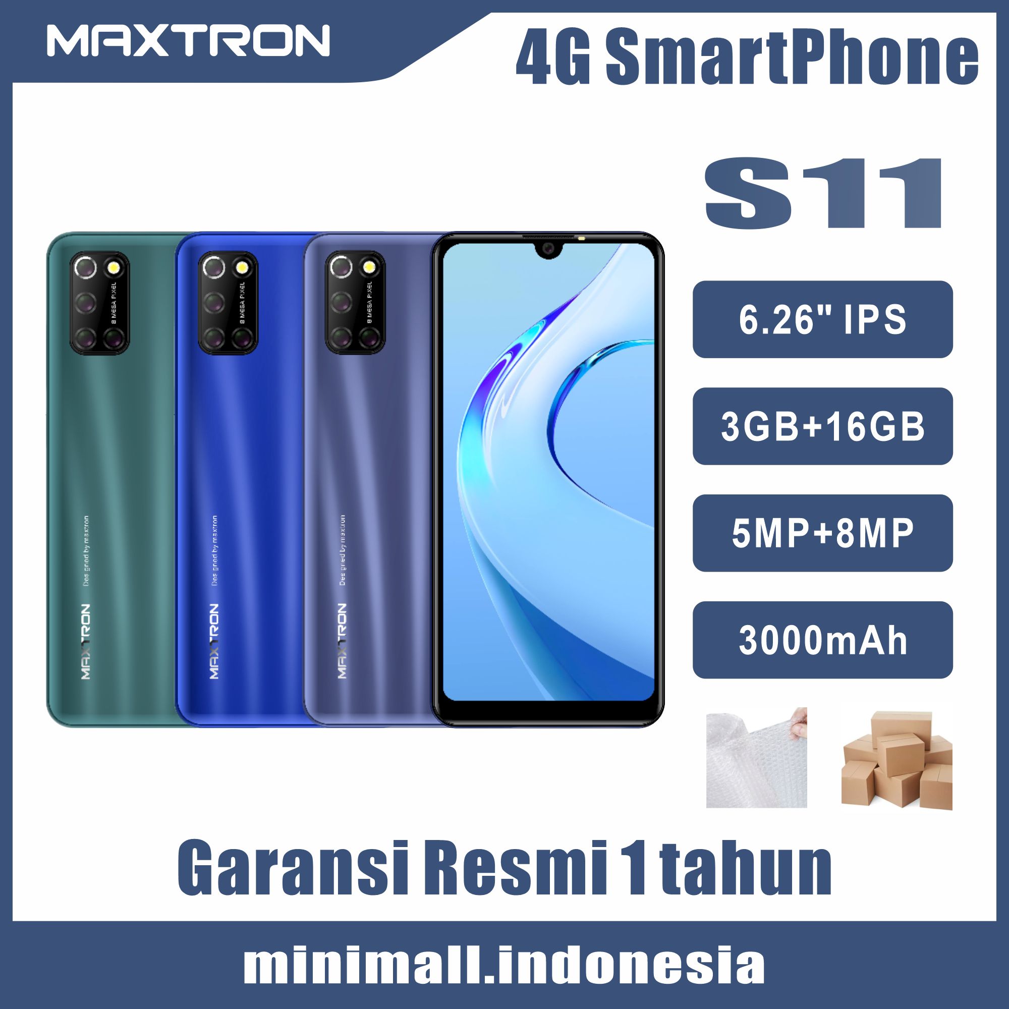 Maxtron S11 RAM 3GB/16GB 4G Smart Phone Android Garansi Resmi 1 Tahun