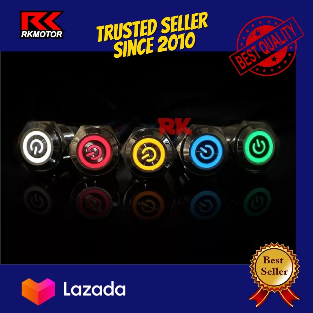 SAKLAR LED STAINLESS TOMBOL ON OFF PUSH BUTTON METAL UNIVERSAL SWITCH ...