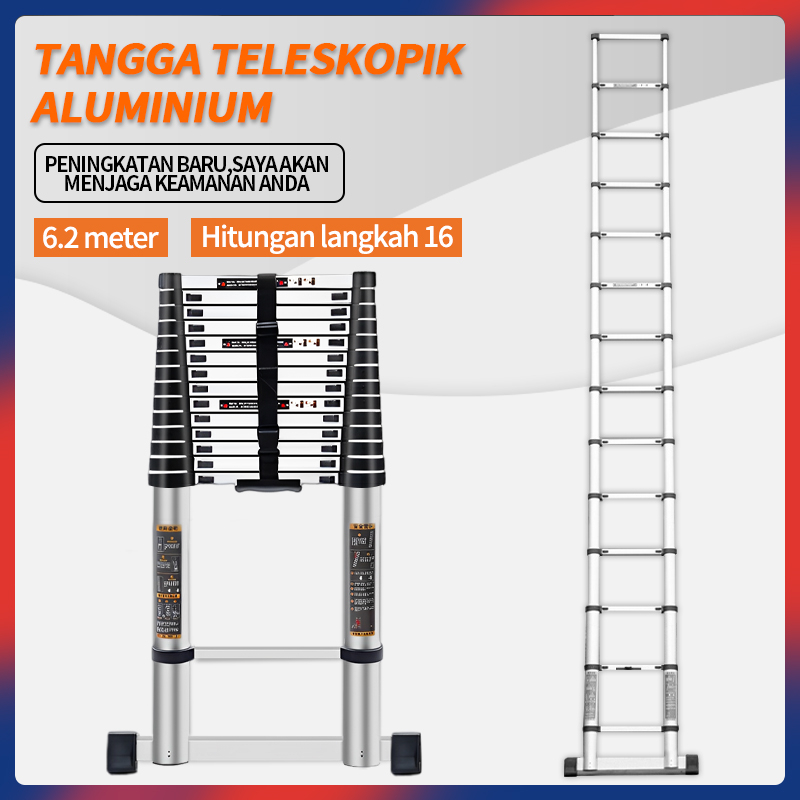 tangga lipat / Tangga Teleskopik 3.8/5/6.2M Double Telescopic Ladder 5. ...