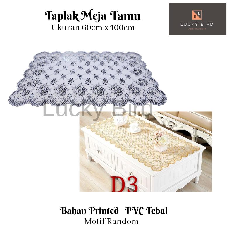(RANDOM)Taplak Meja Tamu Persegi Panjang Gold Dan Silver Anti Air 60x100CM